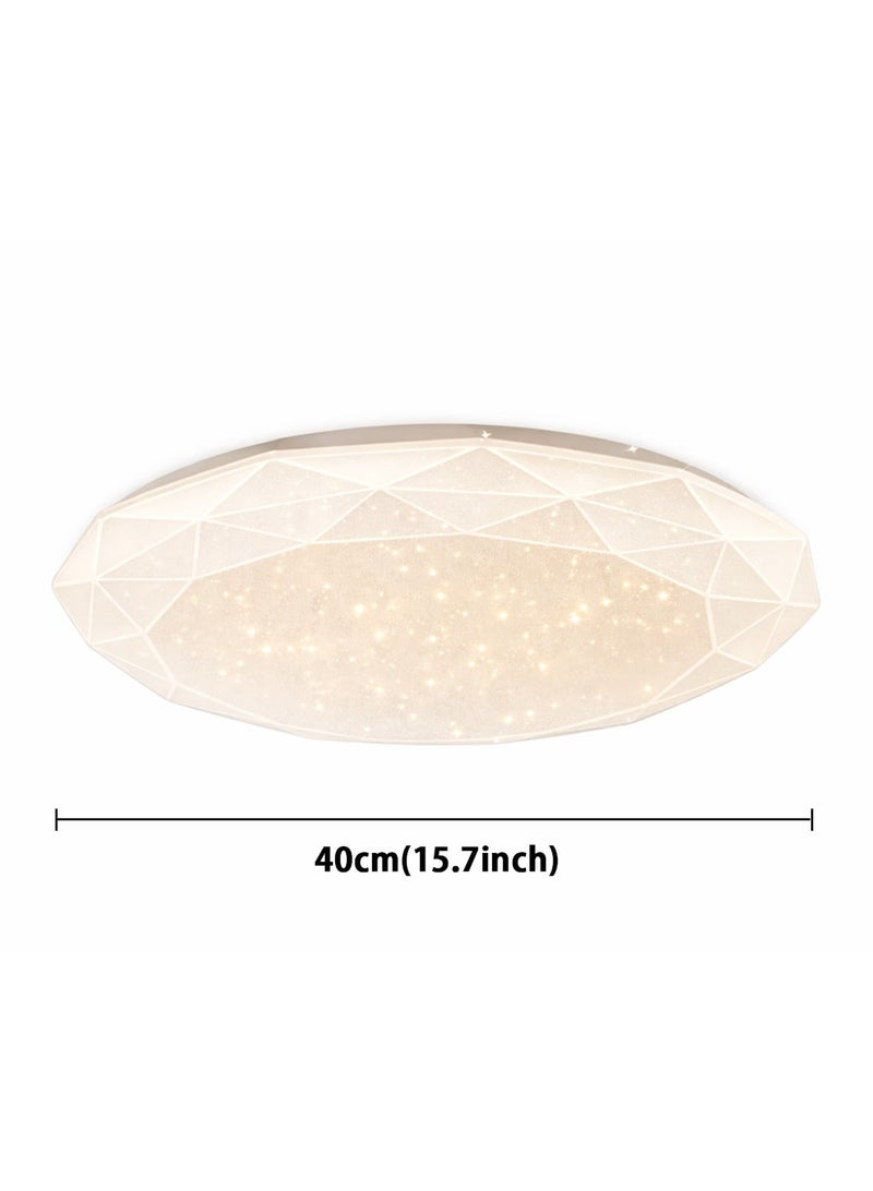 لوبيتيز مصباح سقف الحديثة البسيطة الماس السماء المرصعة بالنجوم اللون 40 سم / 15.7 بوصة أدى جزءا لا يتجزأ من السقف مصباح الجولة ثلاثة ألوان باهتة 3000K-6000K ، ومناسبة لغرفة نوم وغرفة معيشة ومطبخ - Image 4